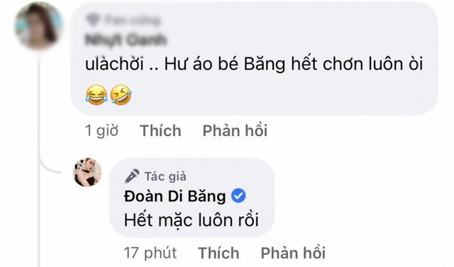 Theo như phần bình luận, để có được màn biến hoá xuất sắc này, đại gia Nguyễn Quốc Vũ đã phải mượn tạm áo vợ. Nhiều người còn cho rằng sau màn "lên đồ" này, Đoàn Di Băng cũng khó mà sử dụng lại được. Theo như phần bình luận, để có được màn biến hoá xuất sắc này, đại gia Nguyễn Quốc Vũ đã phải mượn tạm áo vợ. Nhiều người còn cho rằng sau màn "lên đồ" này, Đoàn Di Băng cũng khó mà sử dụng lại được.