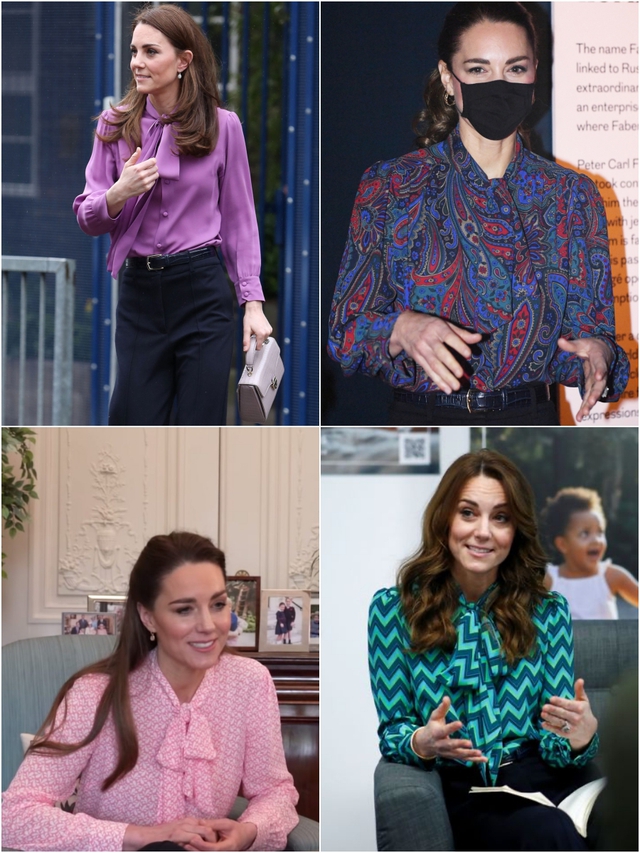 Kate Middleton cũng là một "con nghiện" áo blouse cột nơ chính hiệu. Dù sở hữu nhiều item mang hoạ tiết và màu sắc ấn tượng, nhưng bà mẹ 3 con luôn trung thành cùng cách mix&match với quần ống suông kín đáo, hoàn thiện outfit mực thước chuẩn chỉnh. Kate Middleton cũng là một "con nghiện" áo blouse cột nơ chính hiệu. Dù sở hữu nhiều item mang hoạ tiết và màu sắc ấn tượng, nhưng bà mẹ 3 con luôn trung thành cùng cách mix&match với quần ống suông kín đáo, hoàn thiện outfit mực thước chuẩn chỉnh.